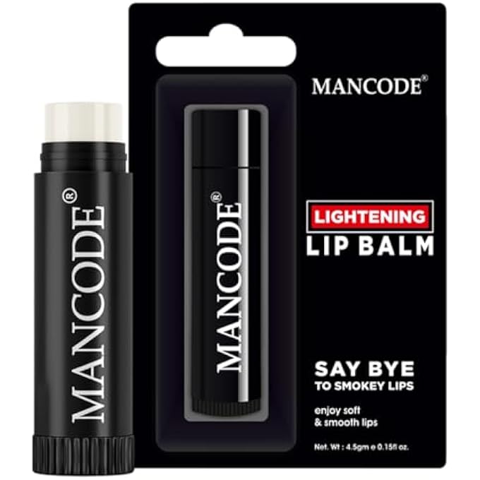 MAN CODE LIGHTENING LIP BALM FOR DRY, CHAPPED, DARK AND SMOKY LIPS - 4.5GM | MOISTURIZES, NOURISHES & SOFTEN LIPS WITH THE POWER OF VITAMIN E, COCONUT & OLIVE OIL | 24 H MELT IN MOISTURE FORMULA - Image 1